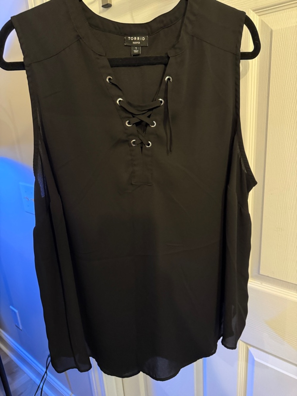 torrid Black Lace-Up V-Neck Sleeveless Camisole